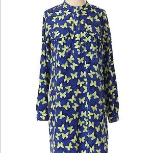 Gap knee length butterfly long sleeve shirt dress size small
